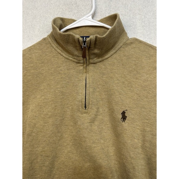 Polo Ralph Lauren Sweater Medium 1/4 Zip Brown Pullover Estate Rib Cotton - Picture 3 of 9